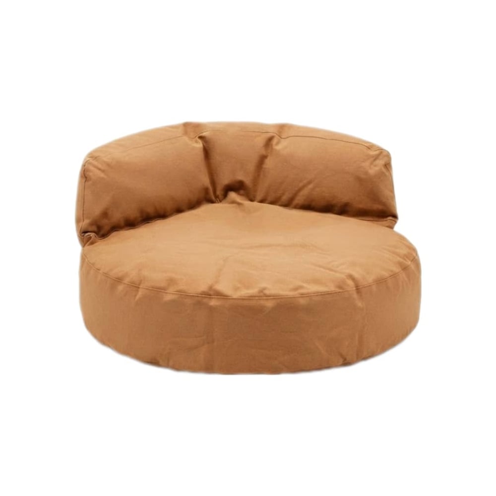 Silla de tela puff redondo con respaldo color marrón Yikoto - Imagen 1