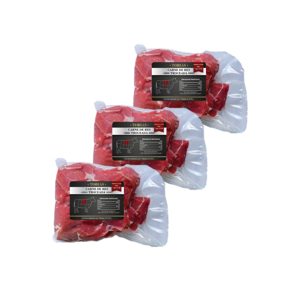 Carne de res troceada (3 x 1 kg / 2.2 lb) - Imagen 1