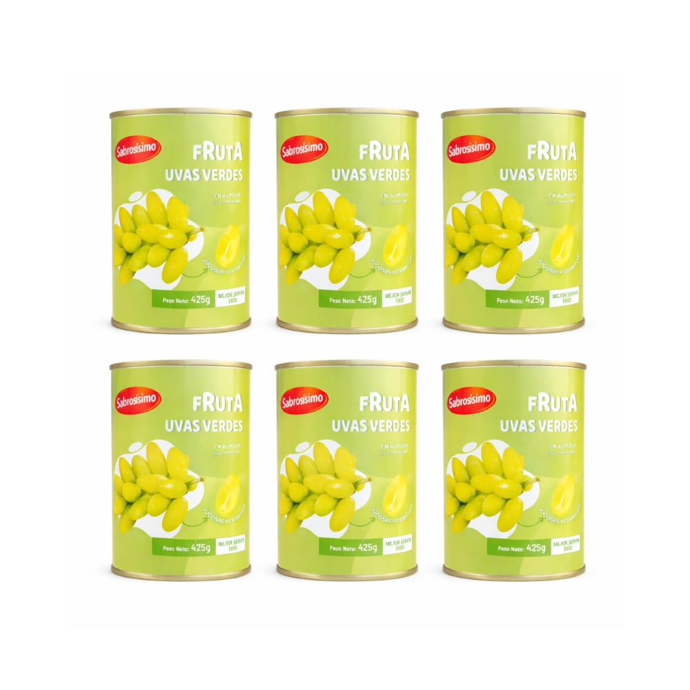Combo Uvas verdes en almíbar Sabrosísimo (6 x 425 g / 14.99 oz) - Imagen 1