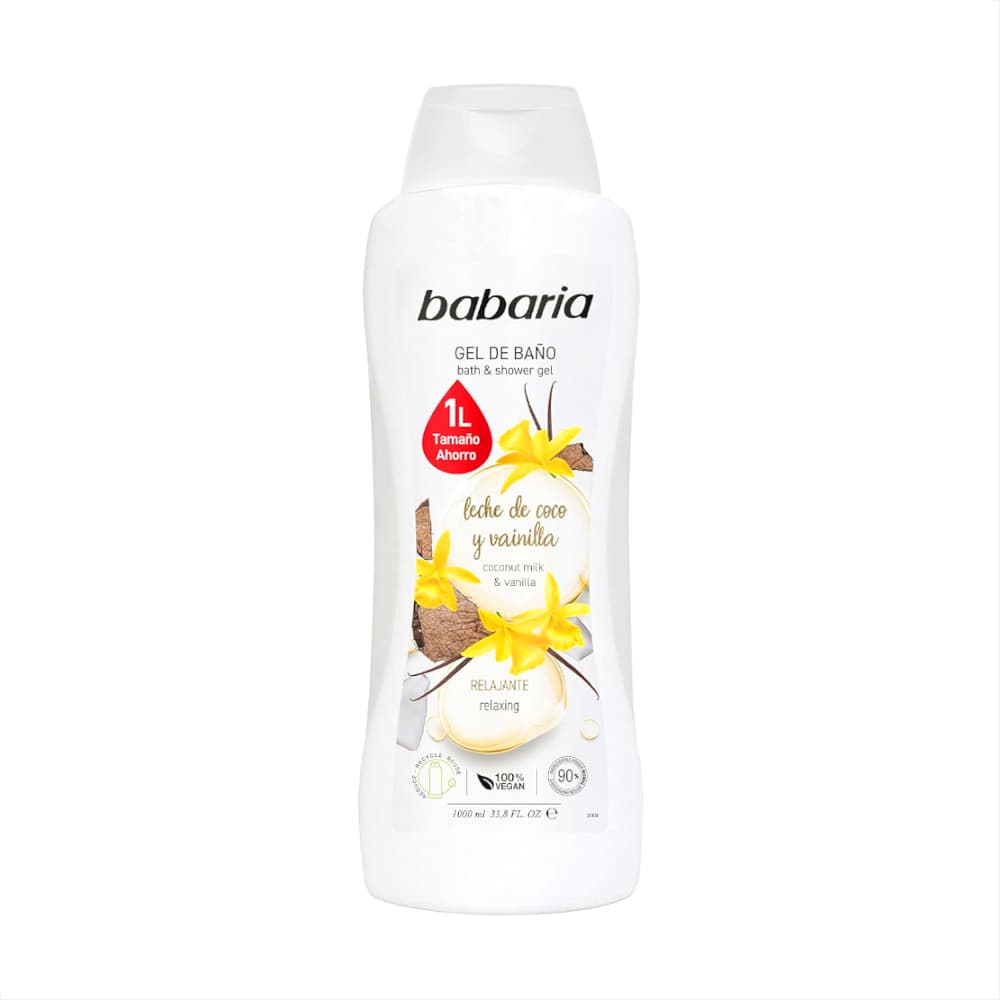 Gel de baño leche de coco y vainilla Babaria (1 L) - Imagen 1