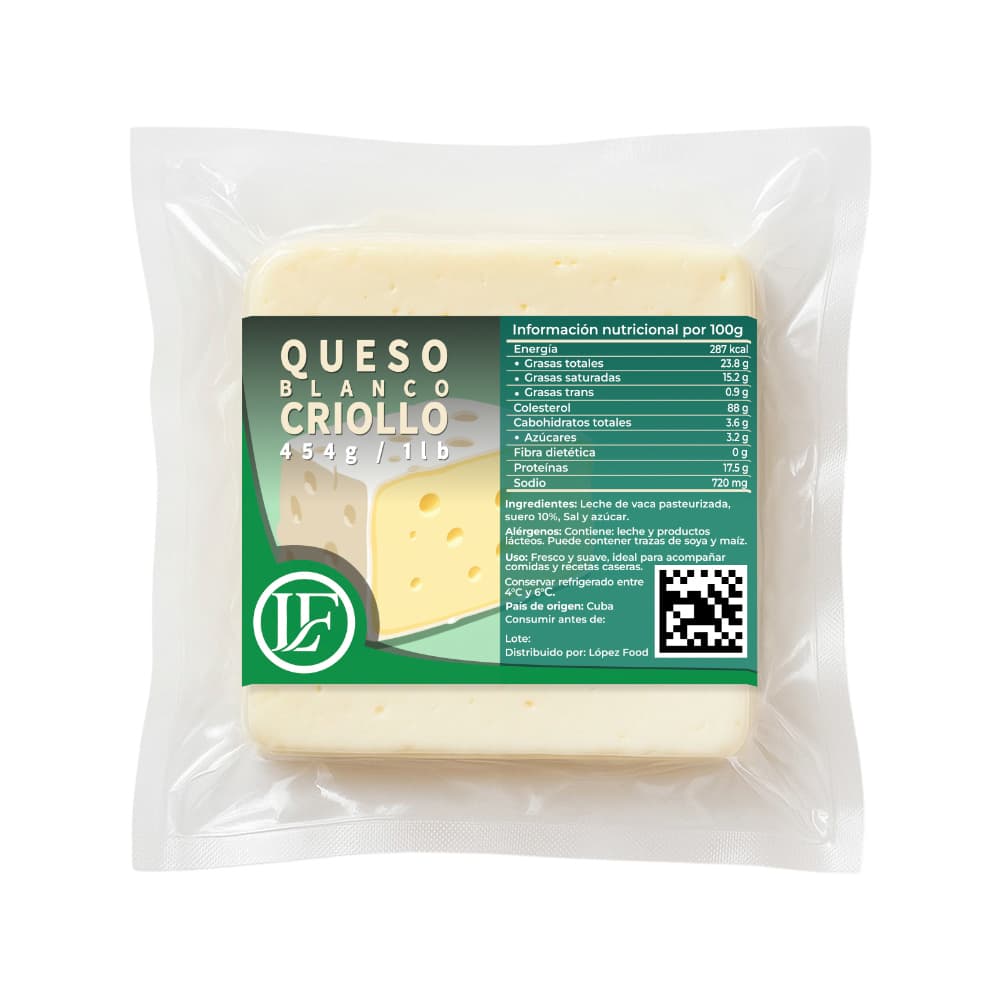 Queso blanco criollo LF (454 g / 1 lb) - Imagen 1