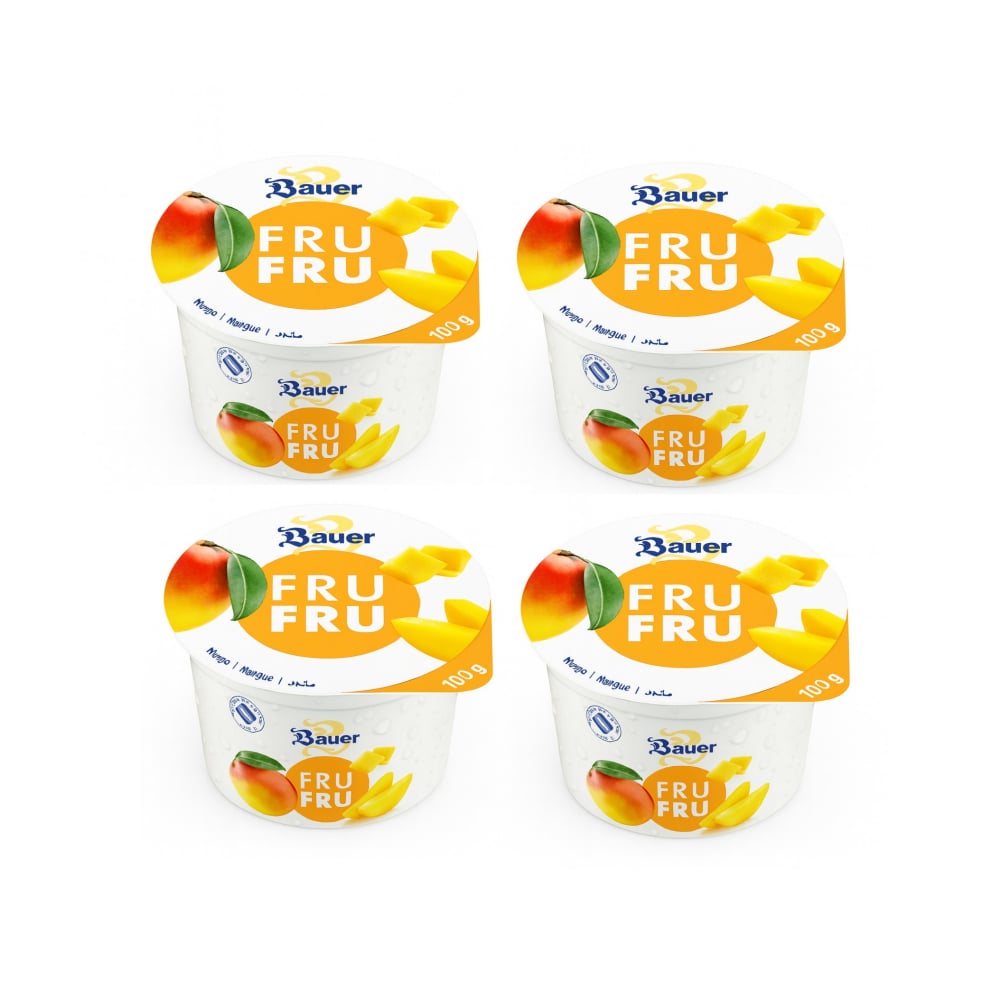 Yogur sabor mango Bauer Fru Fru (4 x 100g / 3.53oz) - Imagen 1