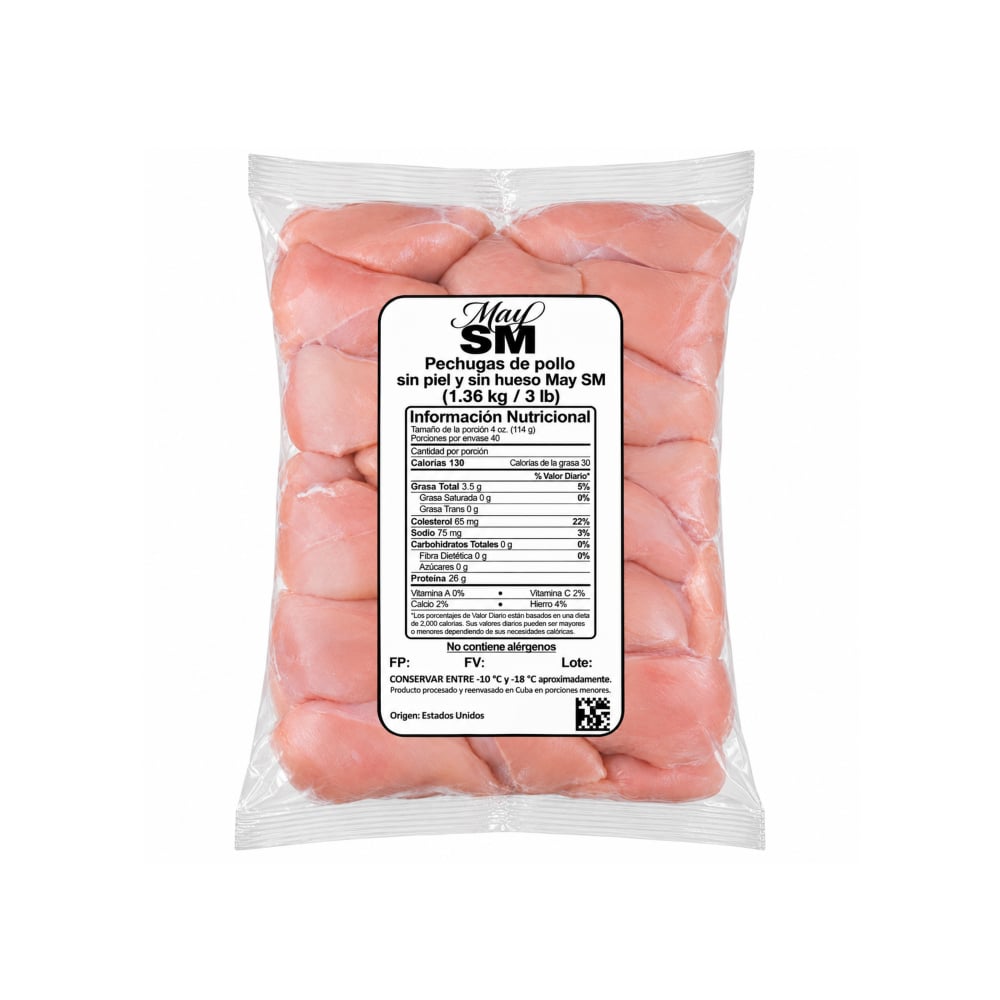Pechugas de pollo sin piel y sin hueso May SM (1.36 kg / 3 lb) - Imagen 1