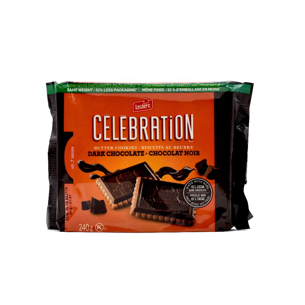 Galletas de mantequilla con chocolate negro Celebration Leclerc (240 g / 8.47 oz) - Imagen 1