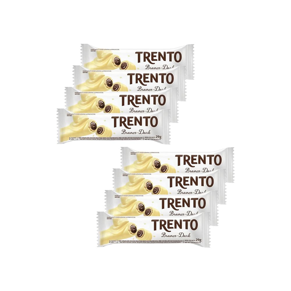 Barquilla rellena sabor chocolate semiamargo cubierta con chocolate blanco Trento (8 x 29 g / 1.02 oz) - Imagen 1