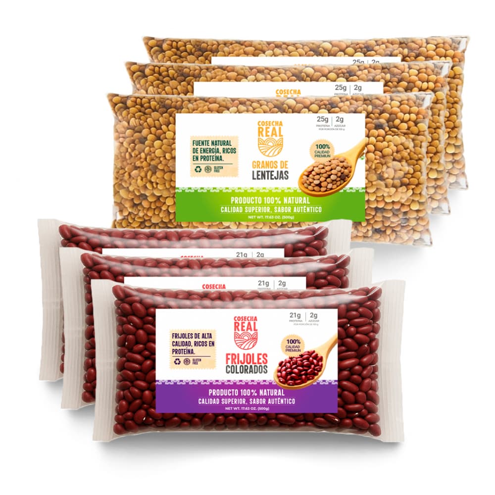 Combo de granos #27: Frijoles colorados + Lentejas Cosecha Real - Imagen 1