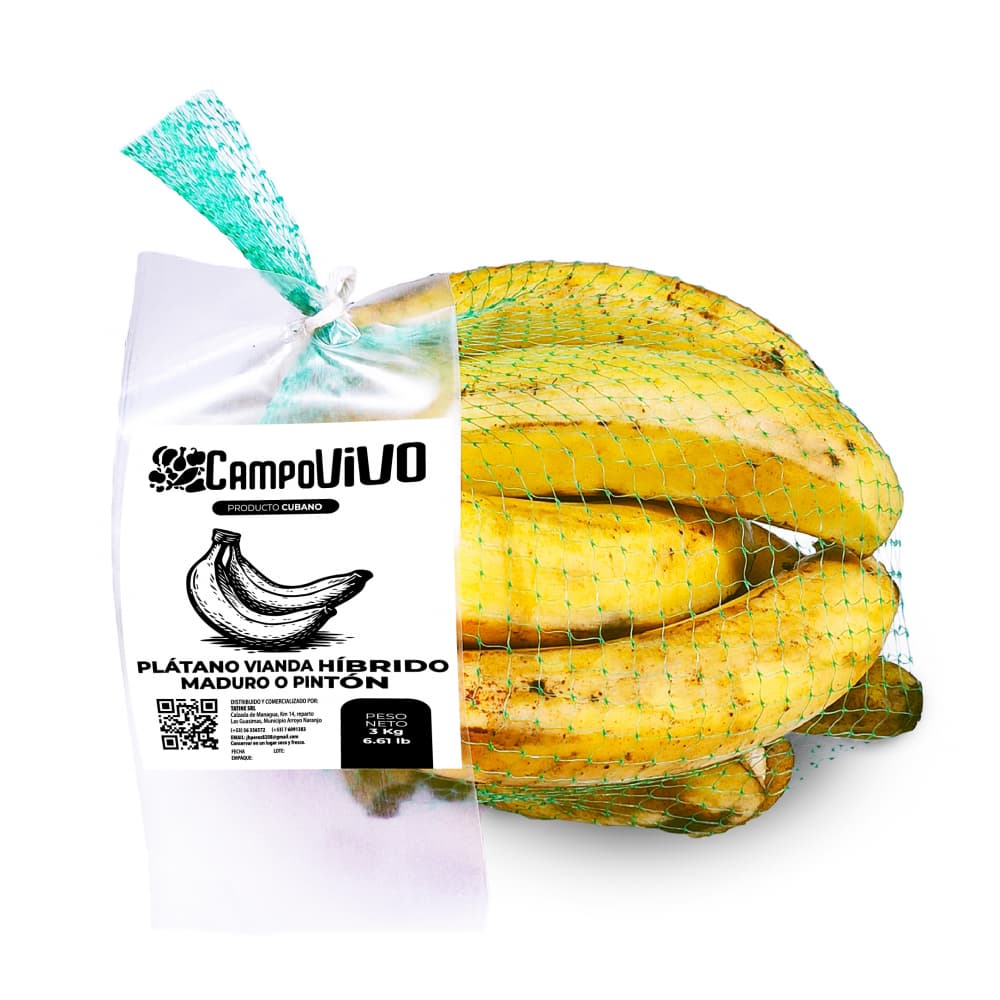 Plátano vianda híbrido maduro o pintón Campo Vivo (3 kg / 6.61 lb) - Imagen 1