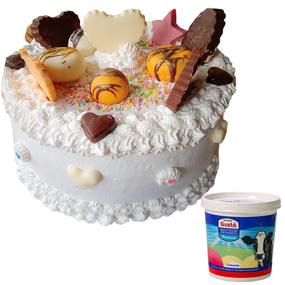 Cake bombonero vainilla cake (12 personas) y+ helado de crema - Imagen 1