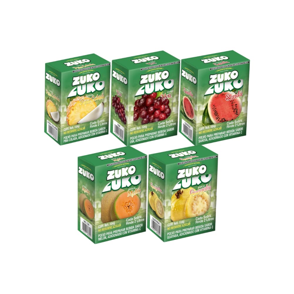 Combo de refrescos instantáneo sabor piña colada+ uva + sandía + melón + guayaba - Imagen 1