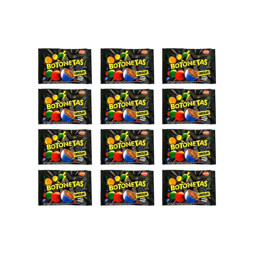 Dulces confitados sabor a chocolate Botonetas Best (12 x 9 g) - Imagen 1