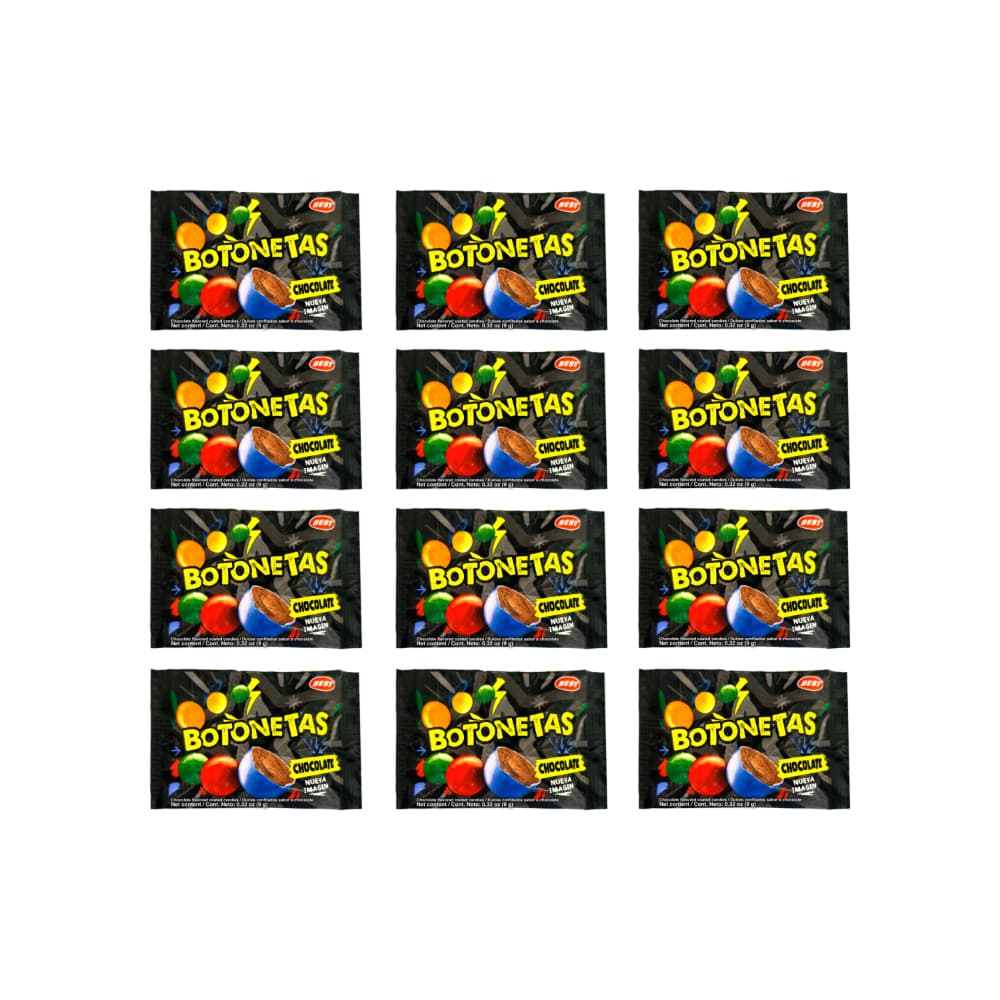 Dulces confitados sabor a chocolate Botonetas Best (12 x 9 g) - Imagen 1