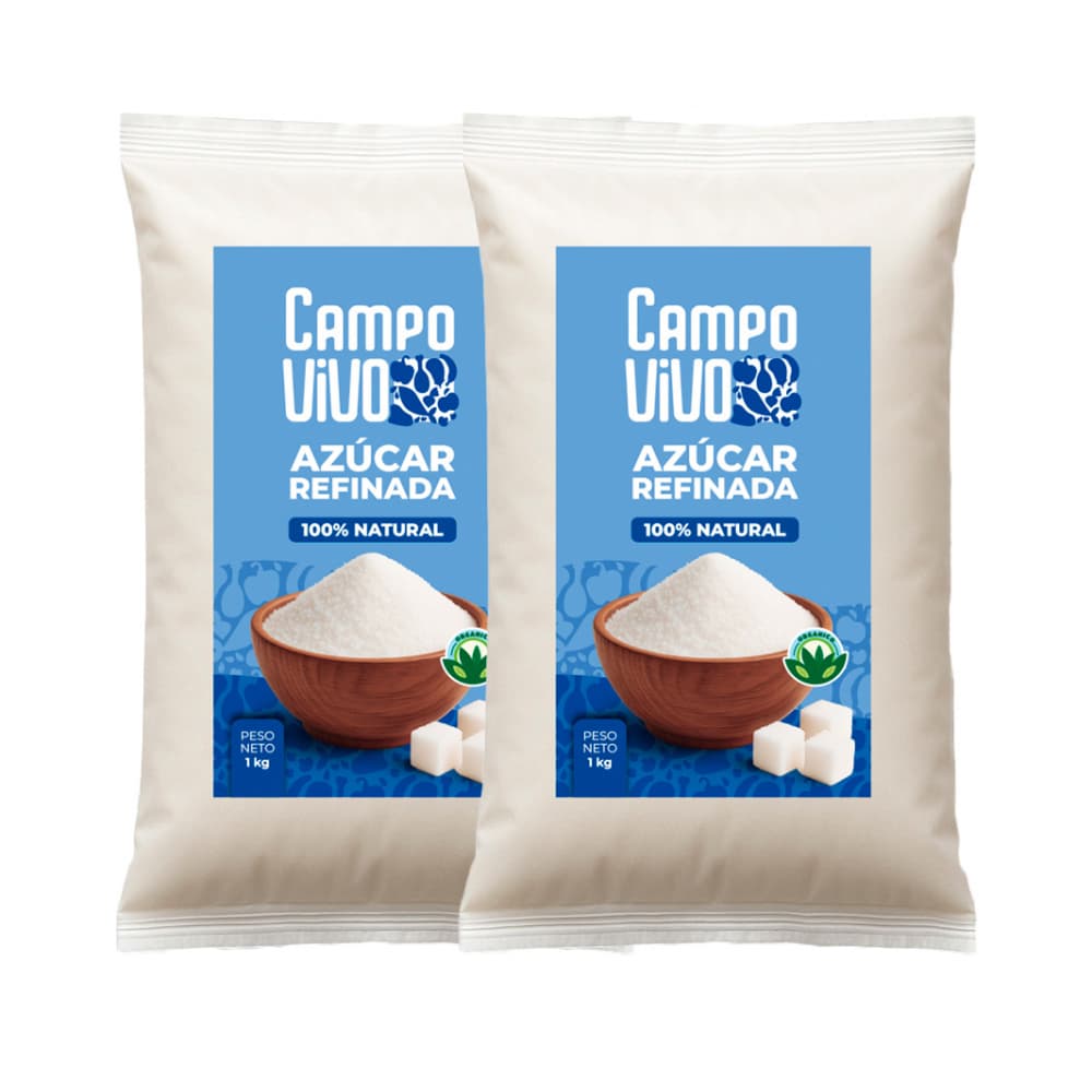 Azúcar blanca refinada Campo Vivo (2 x 1 kg / 2.2 lb) - Imagen 1
