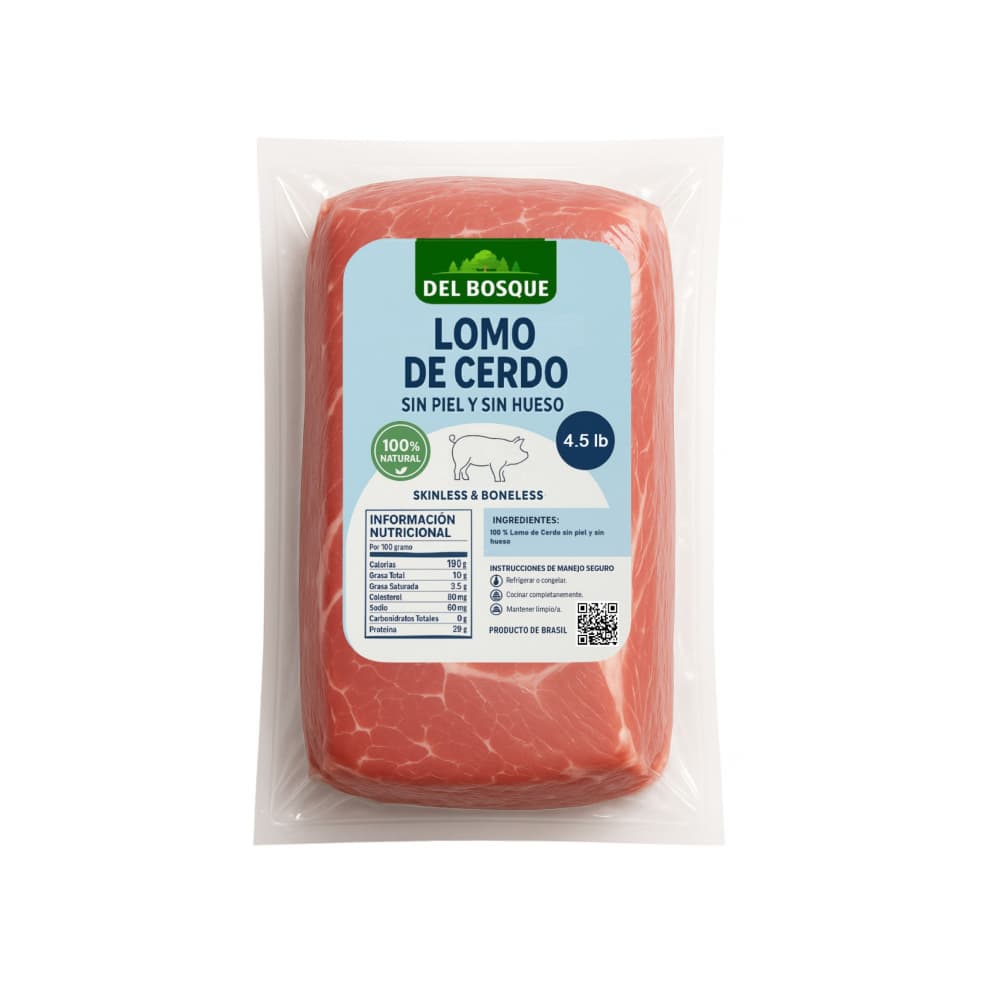 Lomo de cerdo sin piel y sin hueso Del Bosque (2.05 kg / 4.5 lb) - Imagen 1