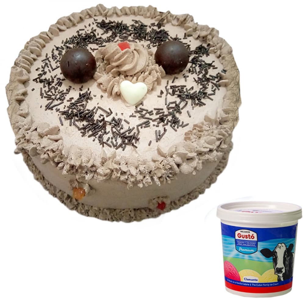 Cake chocolate de nata (12 comensales) y helado de crema - Imagen 1