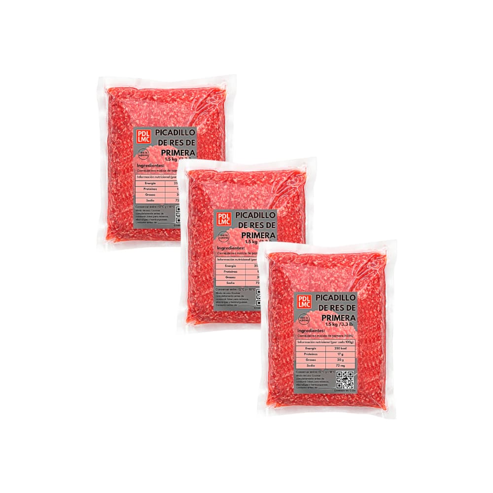 Picadillo de res de primera PDL LMC (3 x 1.5 kg / 3.3 lb) - Imagen 1
