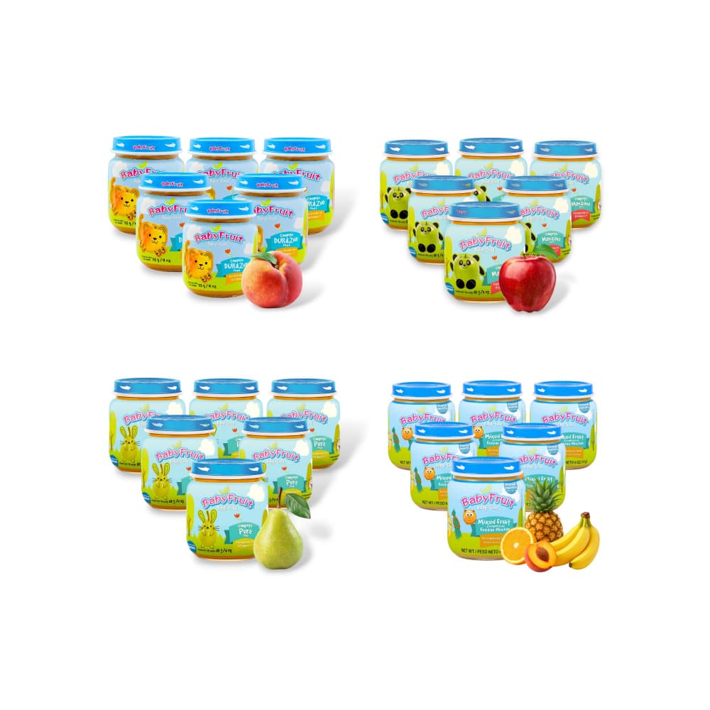 Compotas de frutas mixtas, manzana, durazno y pera Baby Fruit (24 x 113 g / 4 oz) - Imagen 1