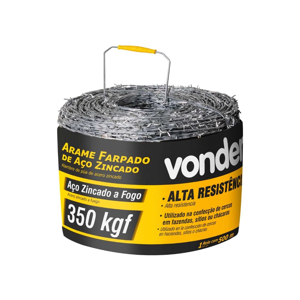 Alambre de púas de acero galvanizado 500 m Vonder 350 kgf - Imagen 1
