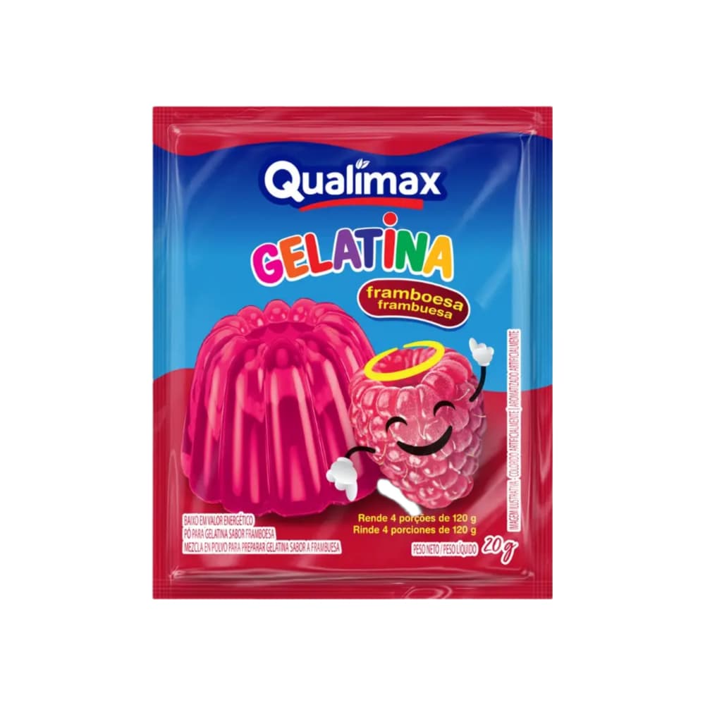 Gelatina sabor frambuesa Qualimax (20 g) - Imagen 1
