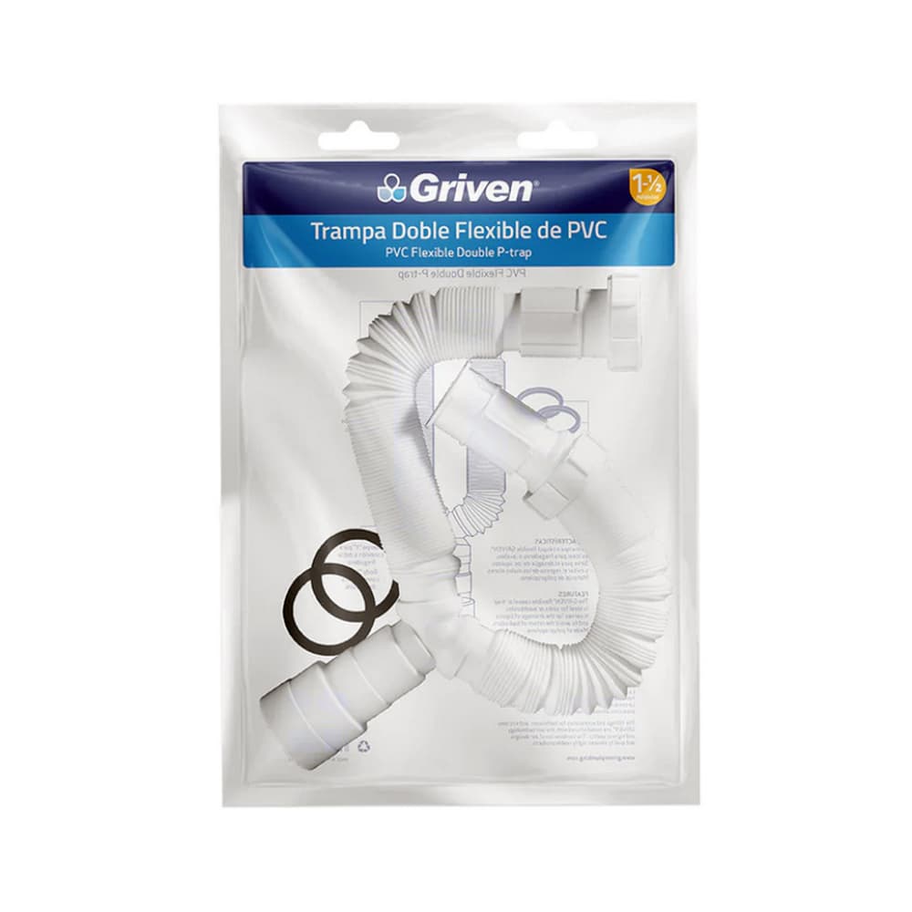 Trampa doble flexible de PVC de 1-1/2" Griven - Imagen 1