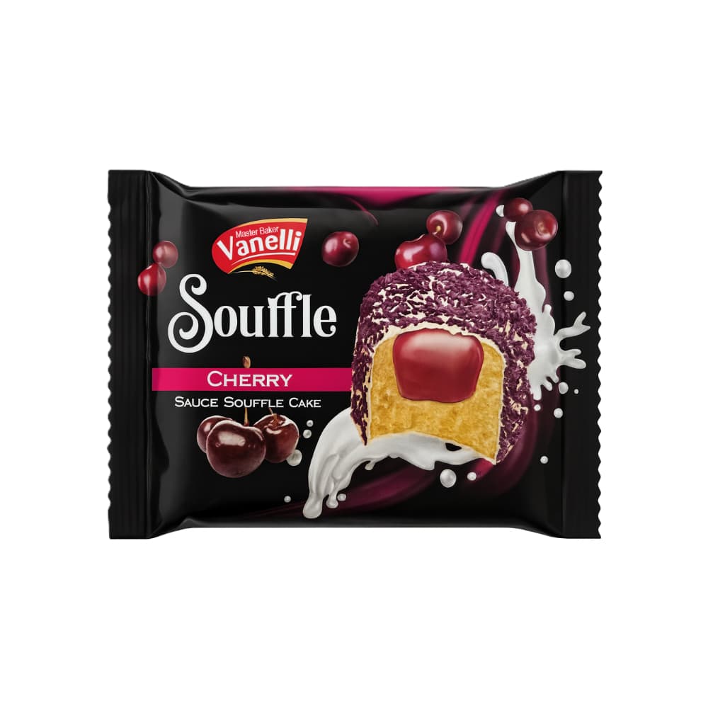Pastel Souffle relleno con crema de cereza Vanelli (55 g / 1.94 oz) - Imagen 1