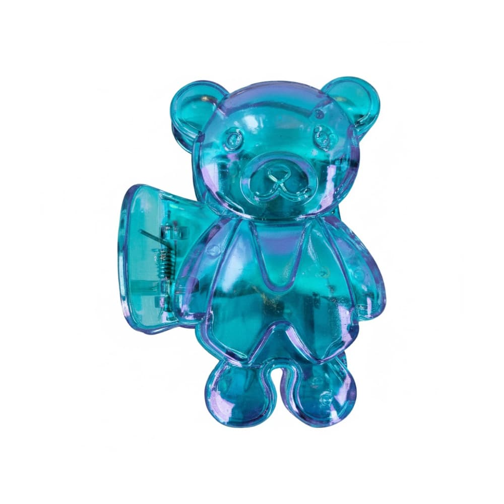Gancho con figura de oso azul transparente con acabado tornasolado para el cabello Tiara - Imagen 1
