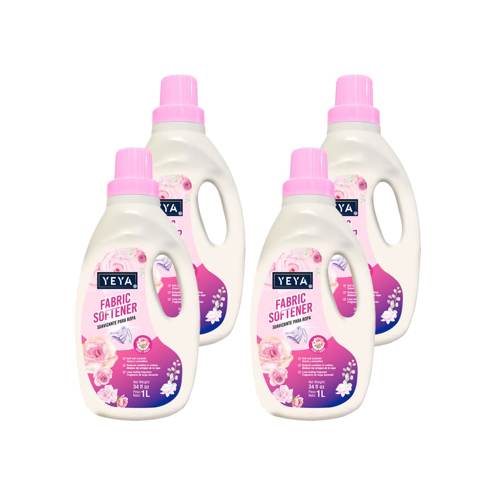 Suavizante para ropa con aroma a rosa YEYA (4 x 1 L) - Imagen 1