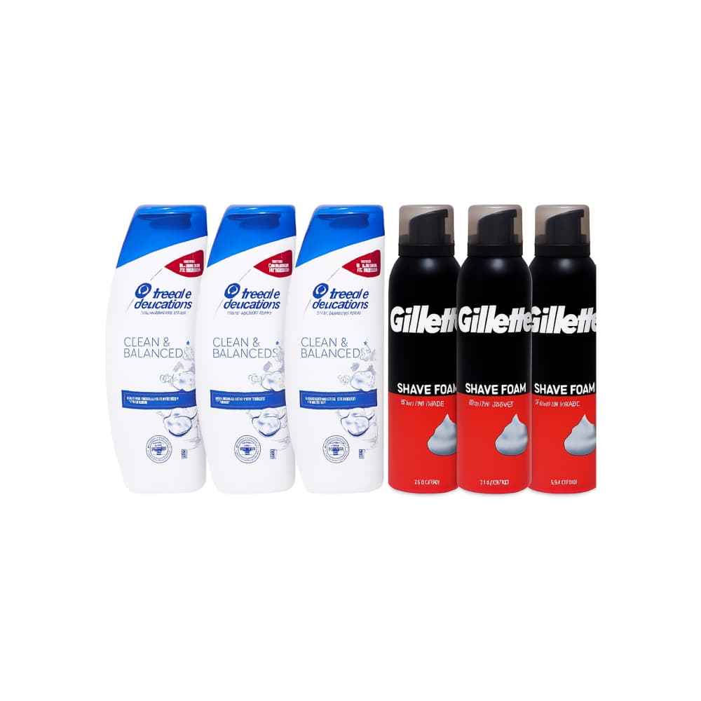 Champú anti-caspa Head & Shoulders (3x 250 ml) + Espuma de afeitar clásica con fragancia original (3 x 200 ml) - Imagen 1