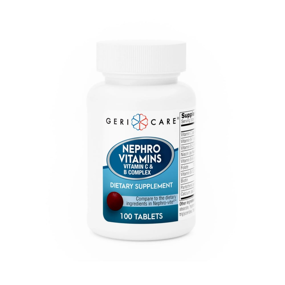 Nephro Vitamins Suplemento vitamínico con vitamina C y complejo B. Geri-Care. (100 tabletas) - Imagen 1