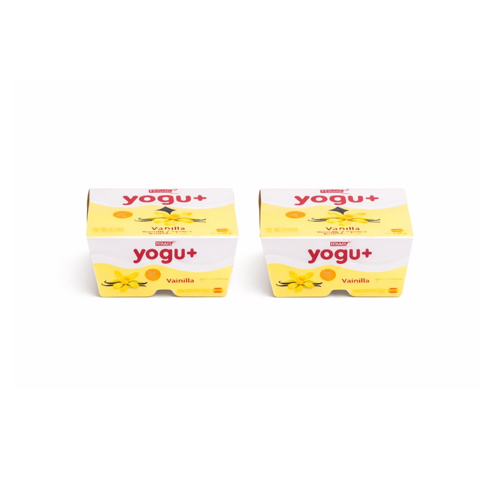 Yogur pasteurizado sabor a vainilla Yogu+ Feiraco (8 x 125 g / 4.40 oz) - Imagen 1