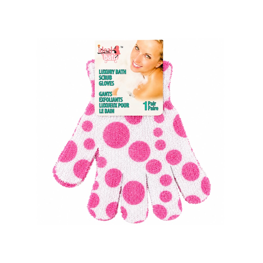 Guantes exfoliantes de baño de lujo con diseño de puntos rosas Ideal Bath (1 U) - Imagen 1