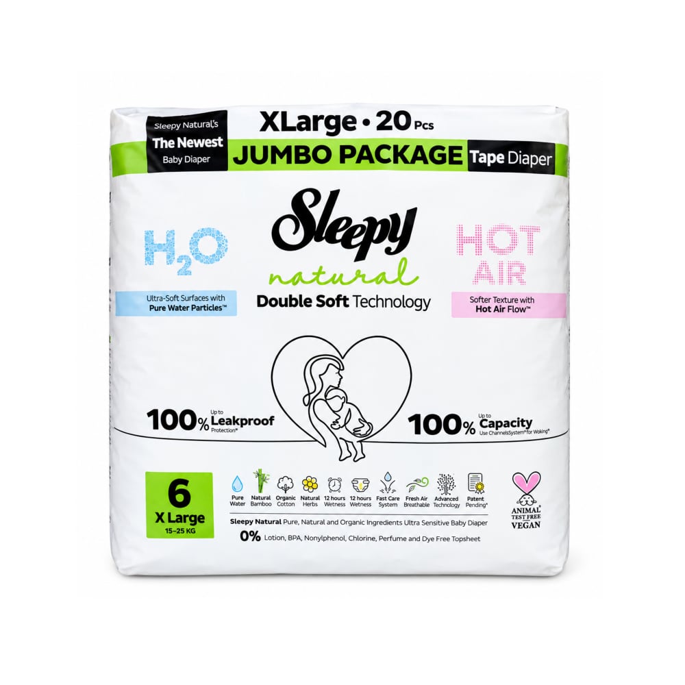 Pañal desechable para bebé XL etapa 6 Sleepy Natural (20 U) - Imagen 1