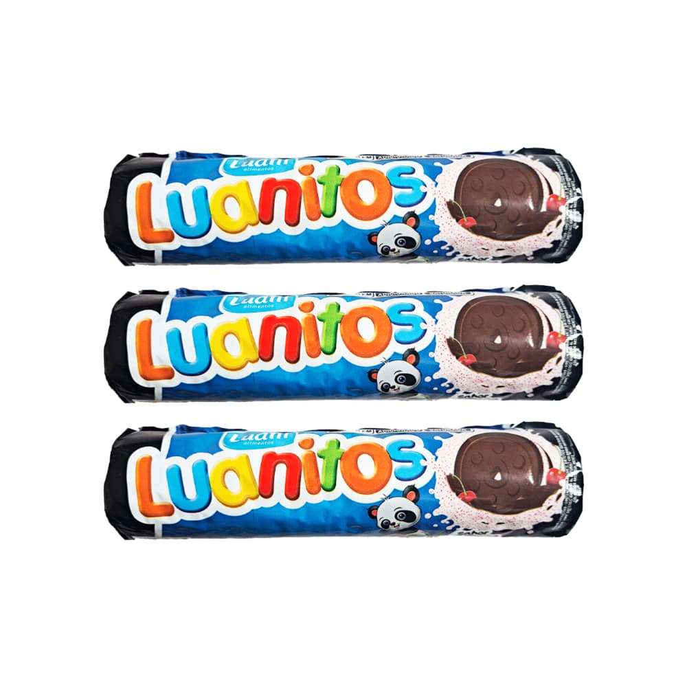 Galletas sabor chocolate rellenas sabor cereza Luanitos (3 x 110 g / 3.8 oz) - Imagen 1