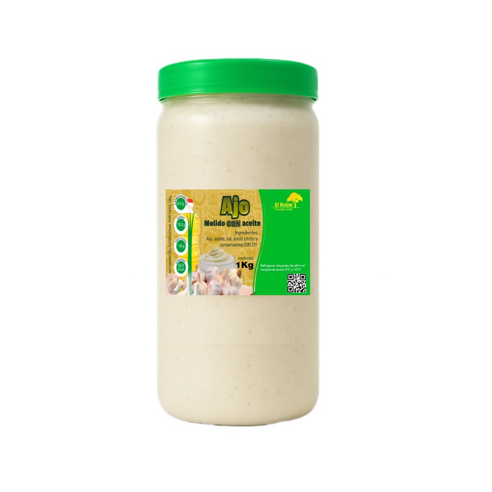 Ajo molido con aceite El Roble (1 kg / 2.2 lb) - Imagen 1