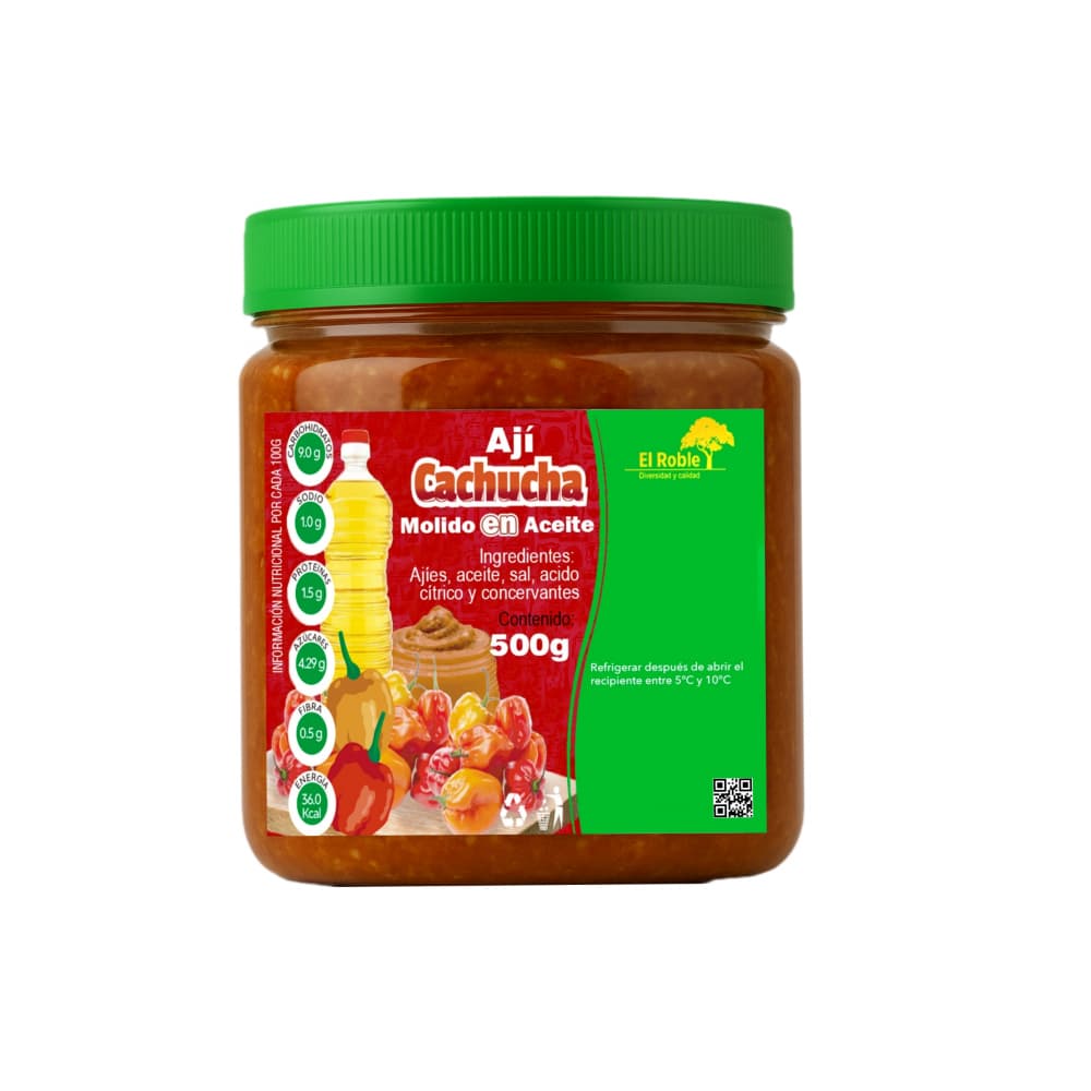 Ají cachucha molido en aceite El Roble (500 g / 1.10 lb) - Imagen 1