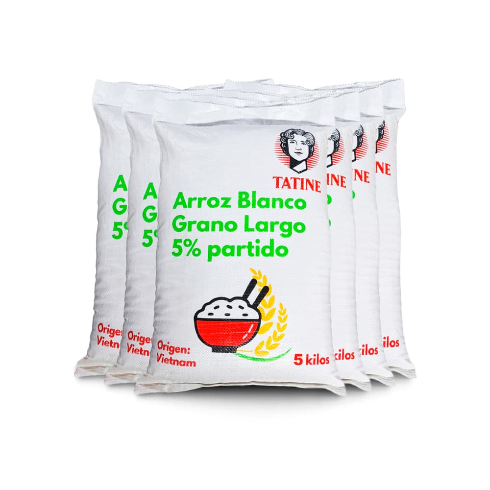 Arroz de grano largo 5% de grano partido Tatine (6 x 5 kg / 11.02 lb) - Imagen 1