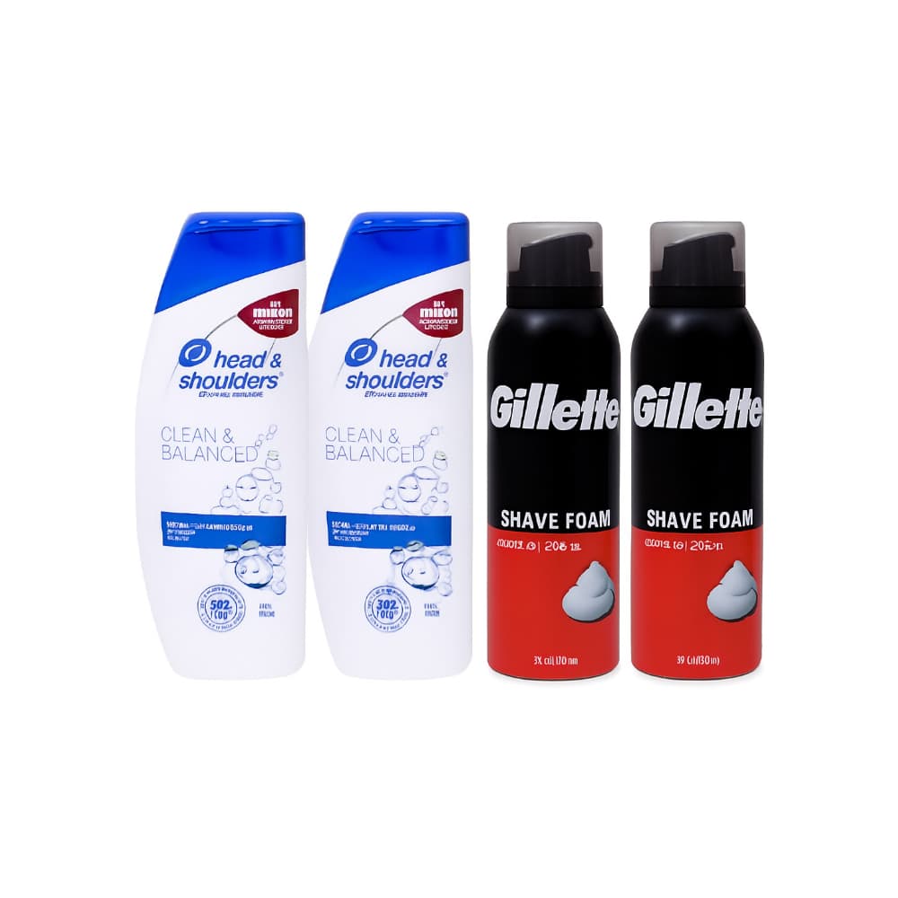 Champú anti-caspa Head & Shoulders (2 x 250 ml) + Espuma de afeitar clásica con fragancia original (2 x 200 ml) - Imagen 1