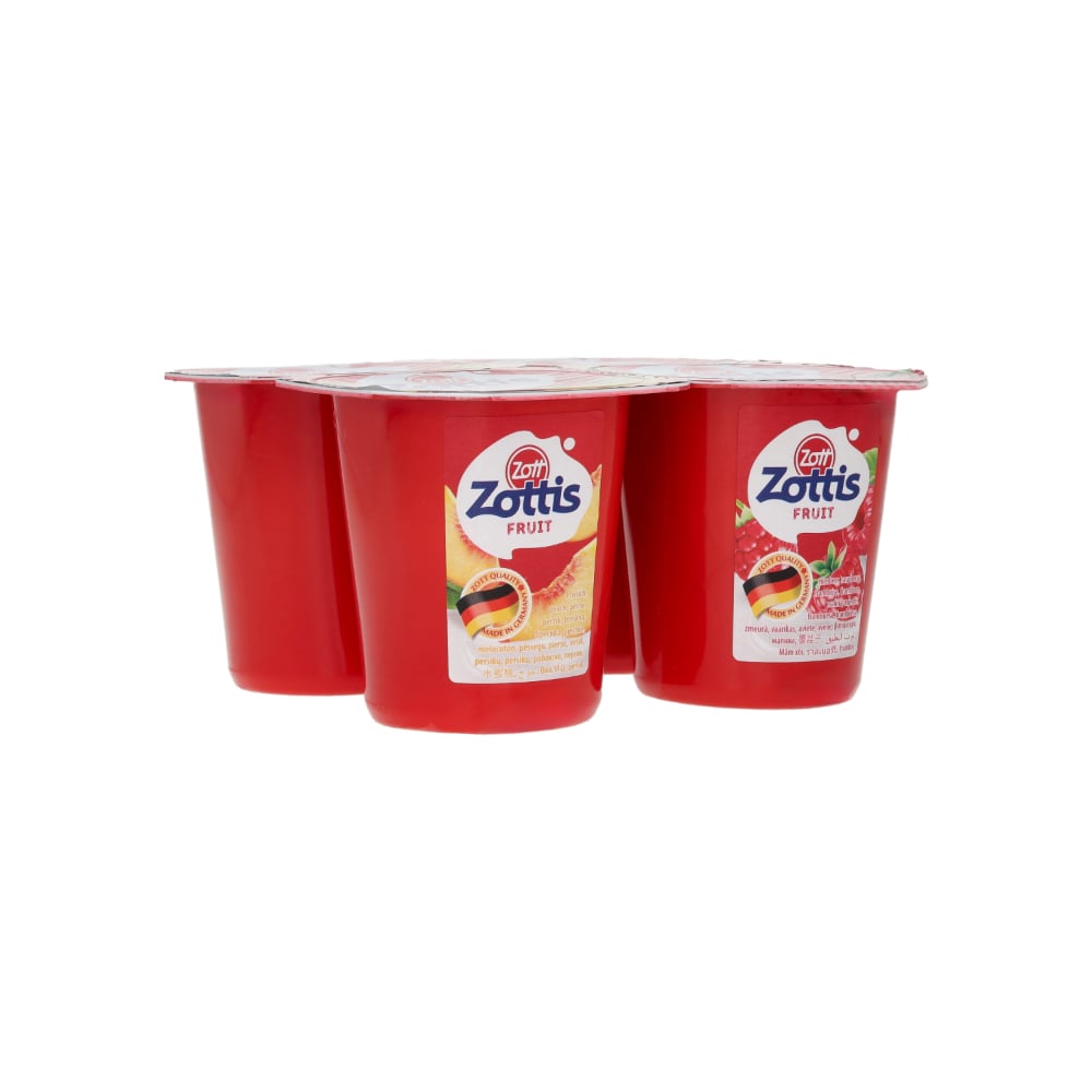 Yogurt pasteurizado sabor frambuesa y melocotón Zottis (4 x 115 g / 4.05 oz) - Imagen 1