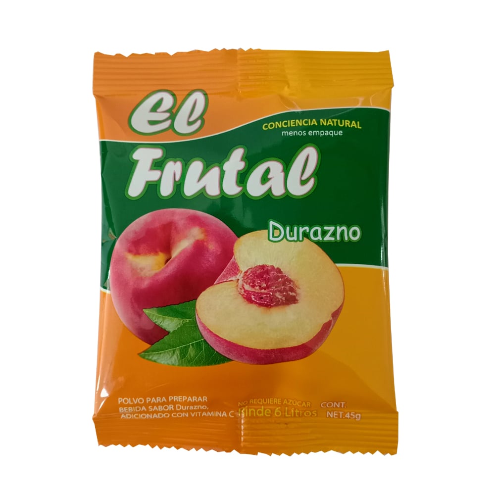 Refresco instantáneo sabor durazno El Frutal (45 g / 1.58 oz) - Imagen 1