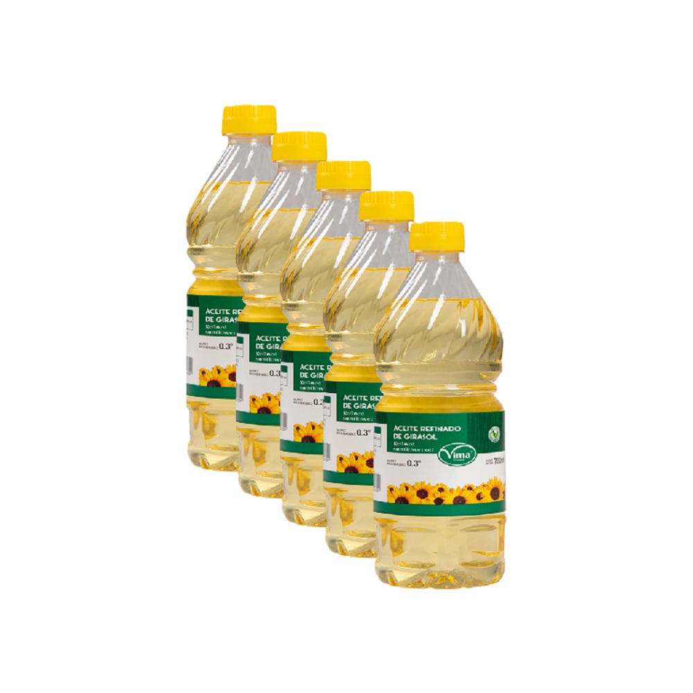 Aceite refinado de girasol Vima Foods (5 x 700 ml) - Imagen 1