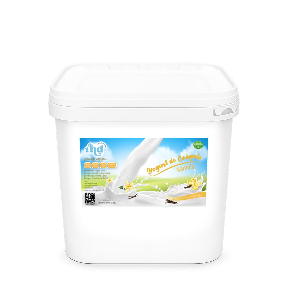 Yogurt probiótico de coágulo sabor vainilla RHD (4 L) - Imagen 1