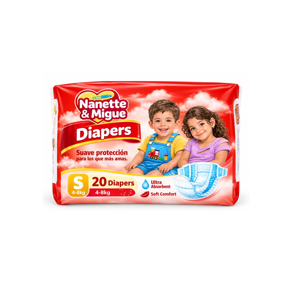 Pañales desechables para bebé talla S Nanette & Migue (20 U) - Imagen 1