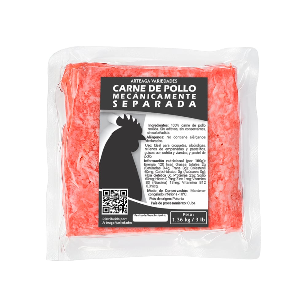 Carne de pollo mecánicamente separada Arteaga Variedades (1.36 kg / 3 lb) - Imagen 1