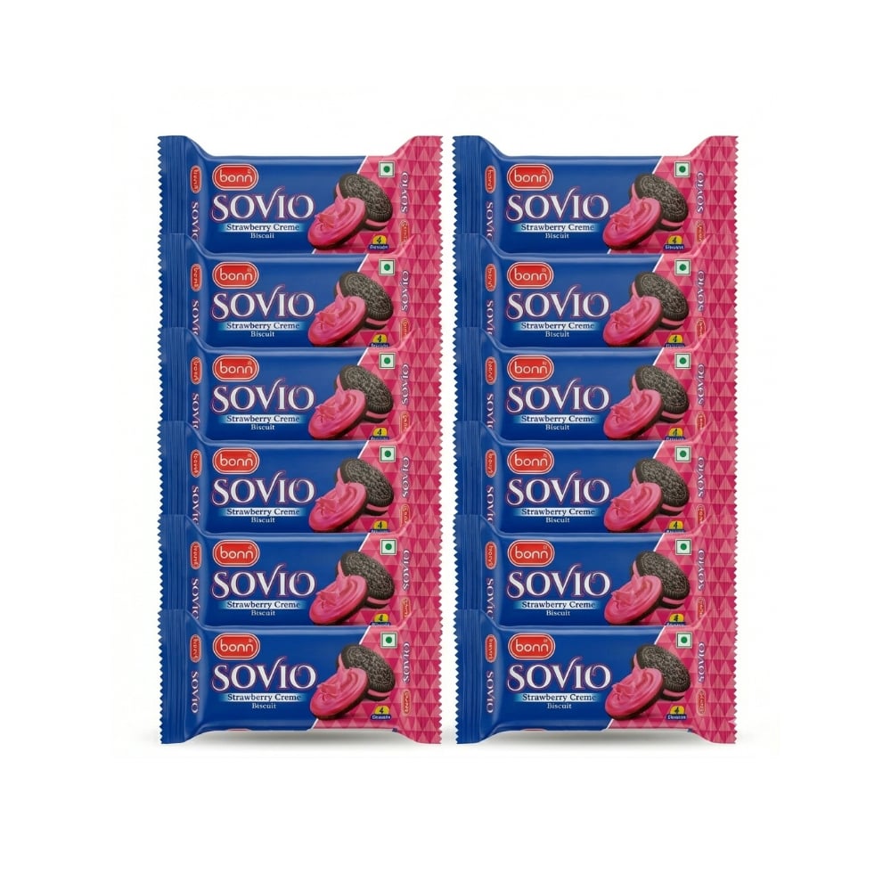 Galletas Sovio con crema de fresa Bonn (12 x 30 g / 1.06 oz) - Imagen 1