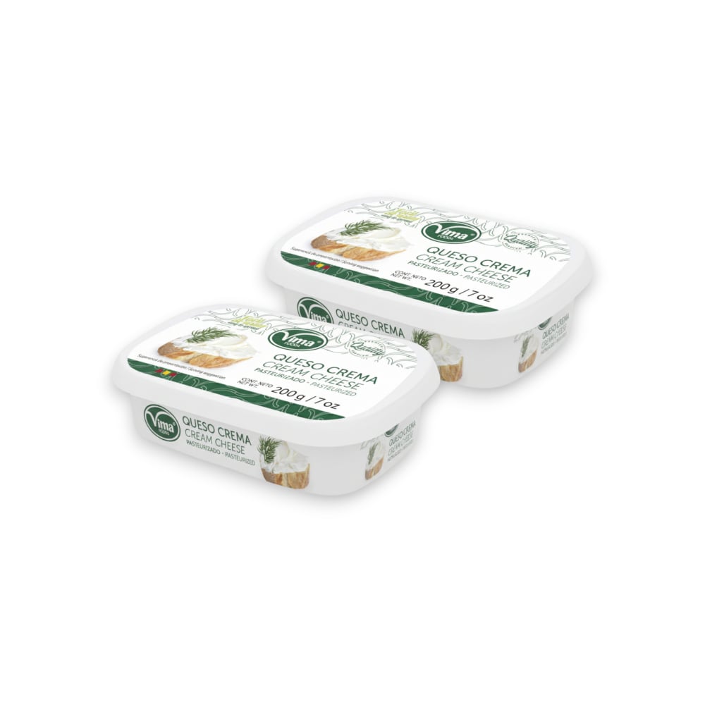 Queso crema pasteurizado Vima Foods (2 x 200 g / 7 oz) - Imagen 1