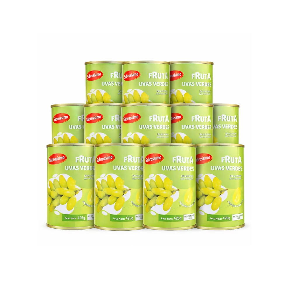 Combo Uvas verdes en almíbar Sabrosísimo (12 x 425 g / 14.99 oz) - Imagen 1
