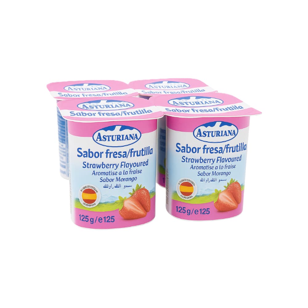 Yogur sabor fresa Asturiana (4 x 125 g / 4.4 oz) - Imagen 1