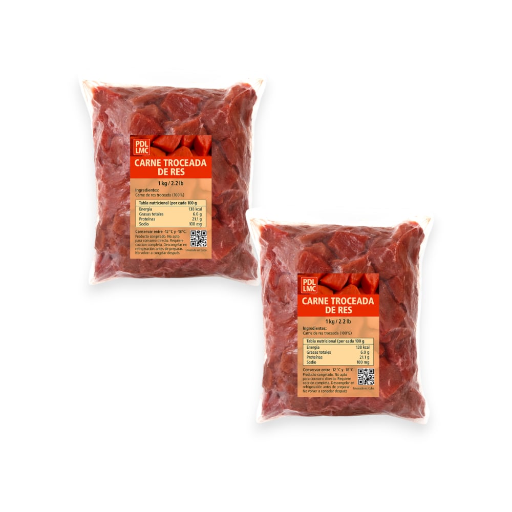 Carne troceada de res PDL LMC (2 x 1 kg / 2.2 lb) - Imagen 1