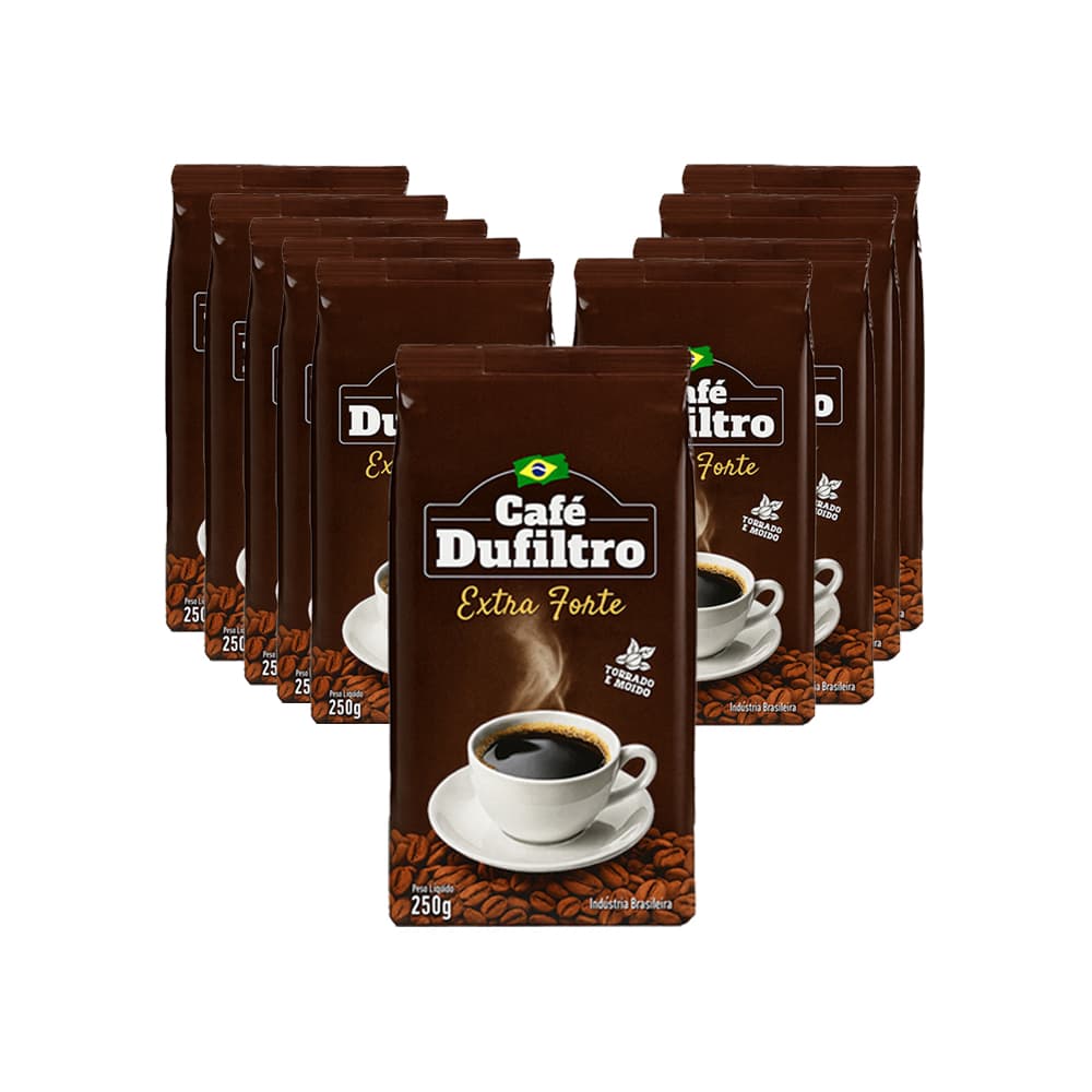 Café tostado y molido extra fuerte Dufiltro (10 x 250 g / 8.8 oz) - Imagen 1