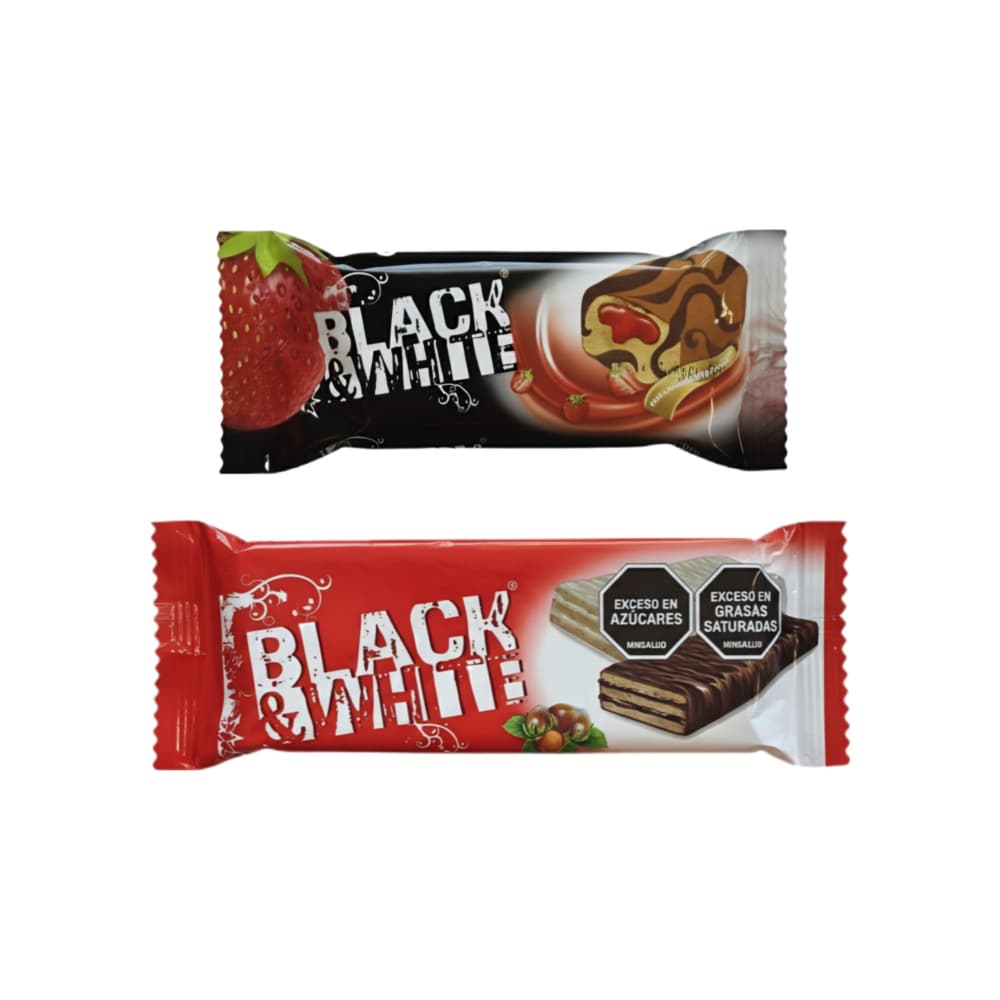 Sorbeto de chocolate-chocolate blanco + Pastelito relleno de fresa Black & White - Imagen 1