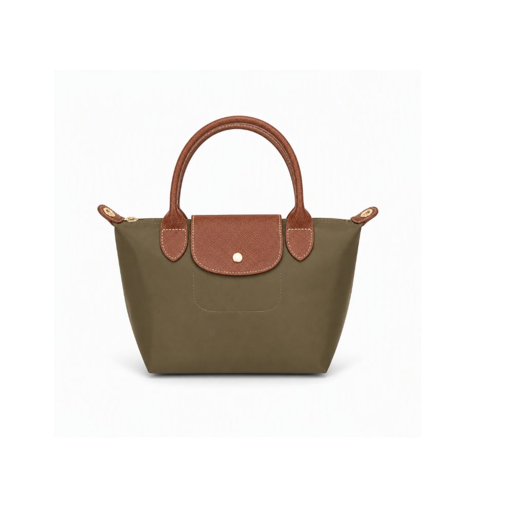 Bolso tote de nailon verde oliva con detalles de piel y asas extraíbles ISABELLA (1 U) - Imagen 1